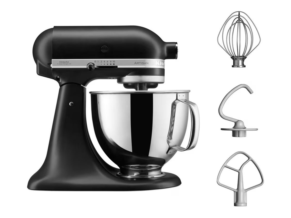 KitchenAid 5KSM125EBM, 4,8 L, Sort, Matte black, 220 rpm, 58 rpm, 220 rpm