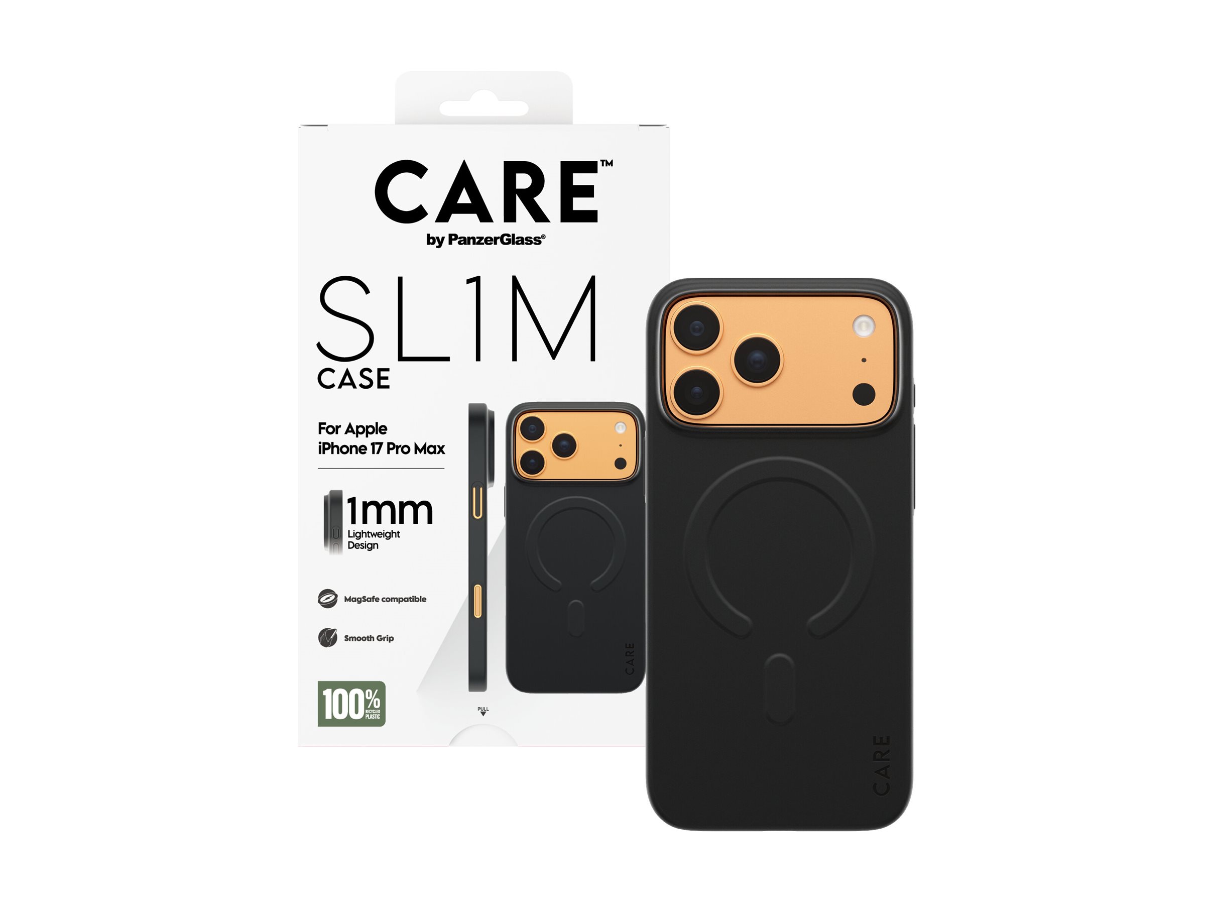 PanzerGlass CARE™ by ® SL1M Case Black w. MagSafe iPhone 17 Pro Max Beskyttelsescover Sort