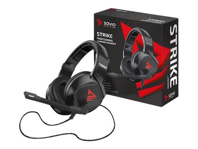 SAVIO STRIKE Kablet Høretelefoner Sort Rød