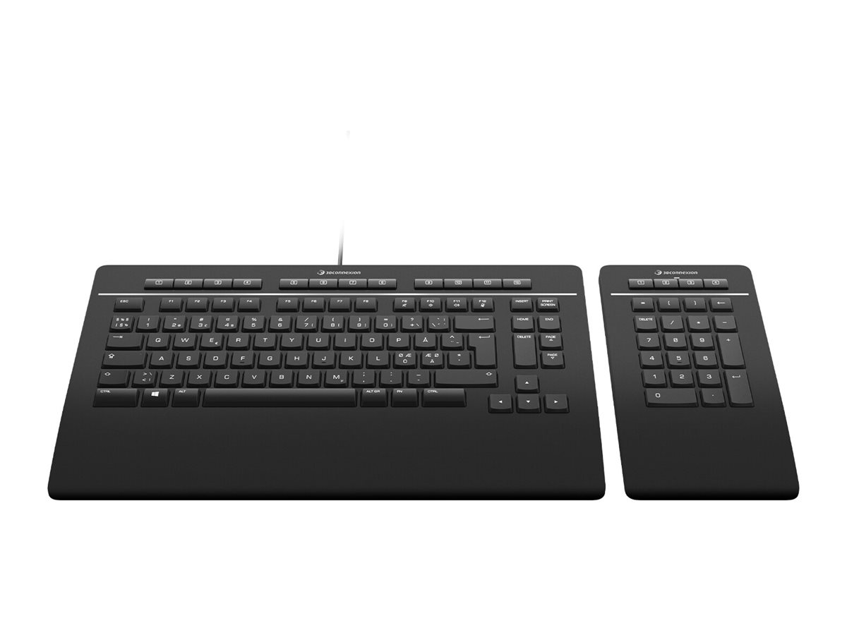 3Dconnexion Keyboard Pro with Numpad - keyboard and numeric pad set - QWERTY - Nordic - Tastatur & Numerisk sæt - Nordisk - Sort