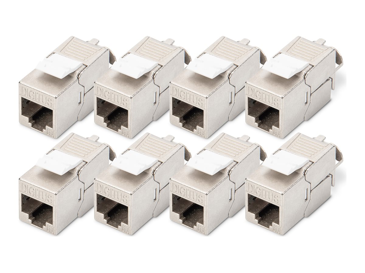 DIGITUS - Modular indlæg - keystone, værktøjsfri - CAT 6a - skærmet - RJ-45 (pakke med 8)