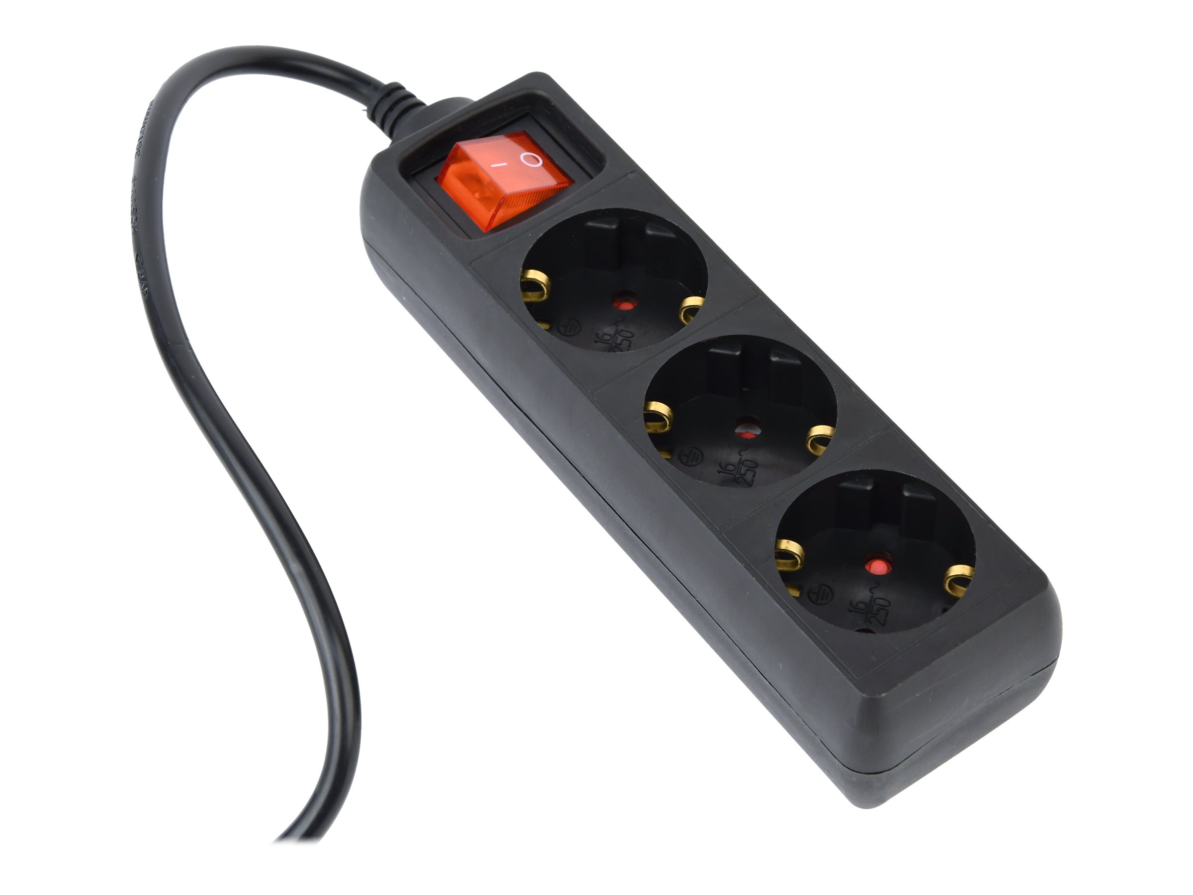 Stikdåse med afbryder 3 udtag 0,6 m – Energenie, sort (Type F)