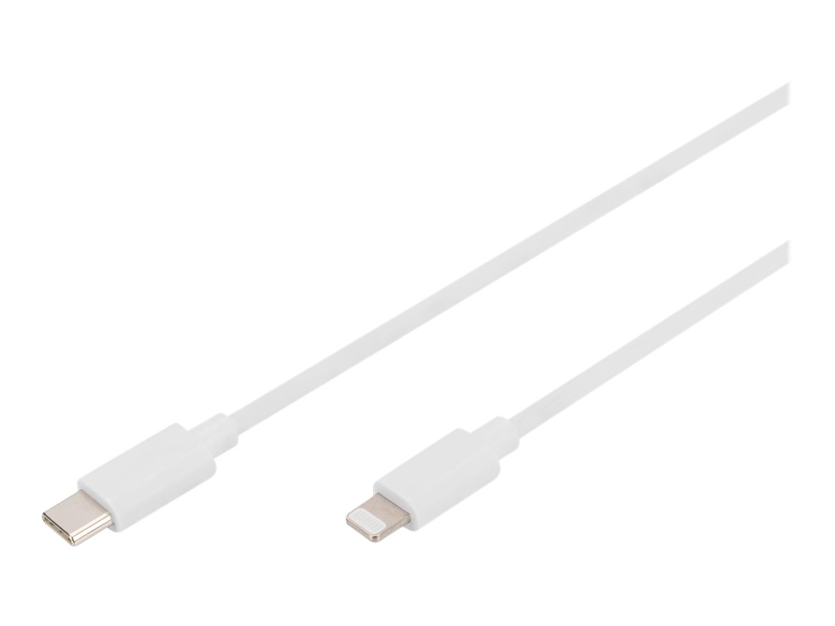 DIGITUS - Lightning-kabel - USB-C han til Lightning han - 2 m - dobbelt afskærmet - hvid - USB Power Delivery (18 W), Power Delivery 2.0 support
