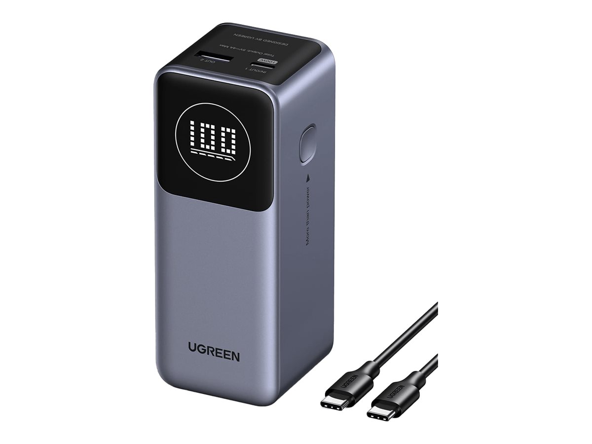 Ugreen Nexode - Powerbank - 12000 mAh - 44.4 Wh - 100 Watt - 5 A - PD 3.0, PD 2.0, PD/PPS, QC 2.0, QC 3.0, Fast Charge, Apple Fast Charge - 2 output-stikforbindelser (USB, USB-C)