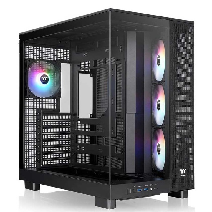 Thermaltake View 380 XL TG ARGB, Midi Tower, PC, Sort, ATX, micro ATX, Mini-ITX, SPCC, Hærdet glas, Spil