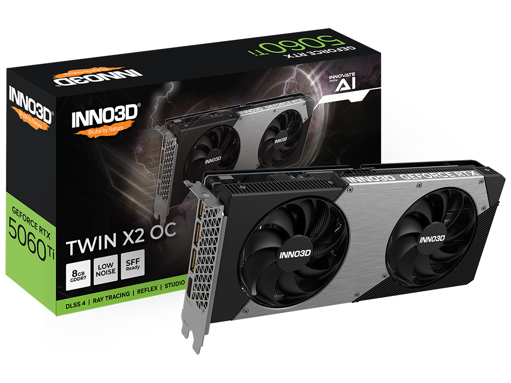 Inno3D GeForce RTX 5060 Ti 8GB TWIN X2 OC - Grafikkort - GeForce RTX 5060 Ti - 8 GB GDDR7 - PCI Express 5.0 - HDMI, 3 x DisplayPort