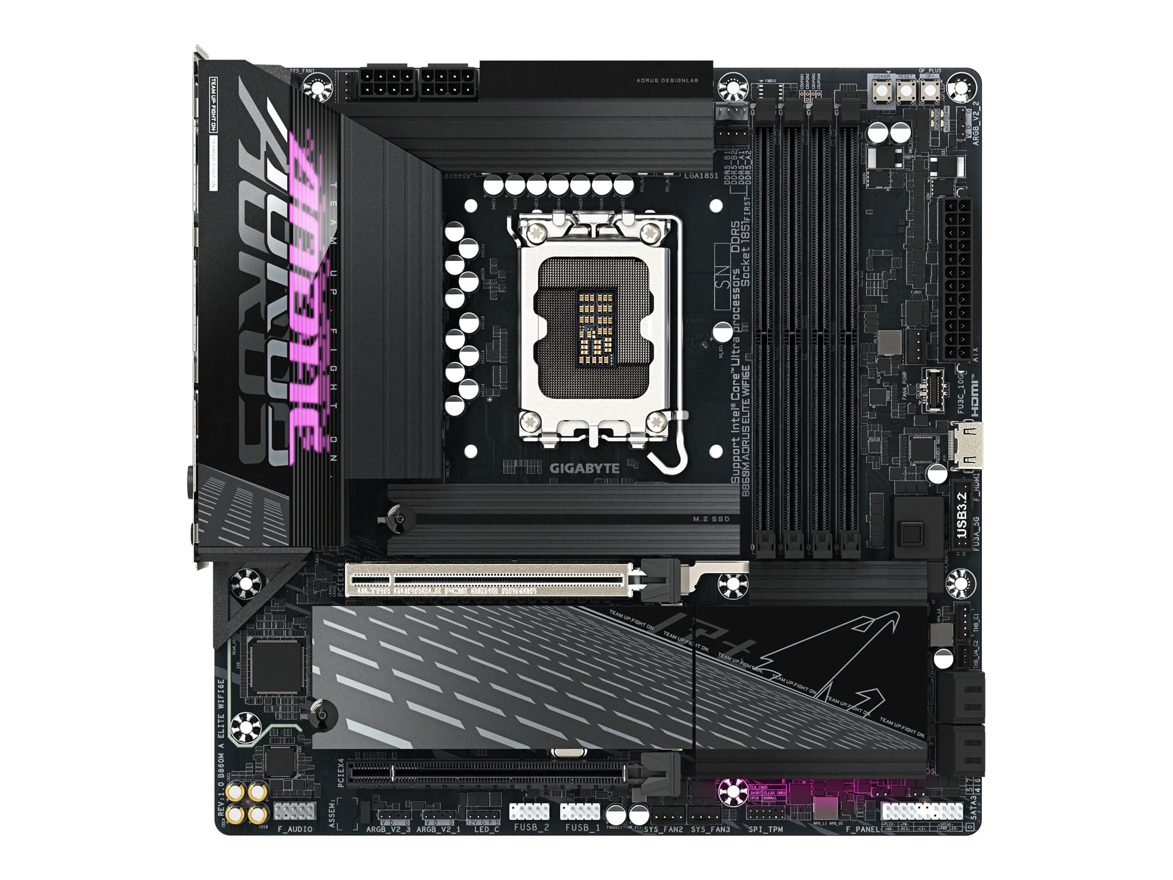 AORUS B860M ELITE WIFI6E - Bundkort - micro ATX - LGA1851 sokkel - AMD B850 Chipset - USB-C 3.2 Gen 1, USB 3.2 Gen 2, USB 3.2 Gen 1, USB4 - Bluetooth, Wi-Fi 6E, 2.5 Gigabit LAN - onboard grafik (CPU påkrævet) - HD Audio (8-kanaler)