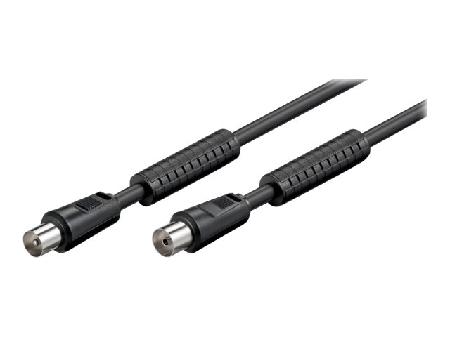 Goobay Antennekabel med ferrit (80 dB), dobbelt afskærmet koaksial-stik > koaksial-hunstik (fuldt afskærmet), 2.5 m