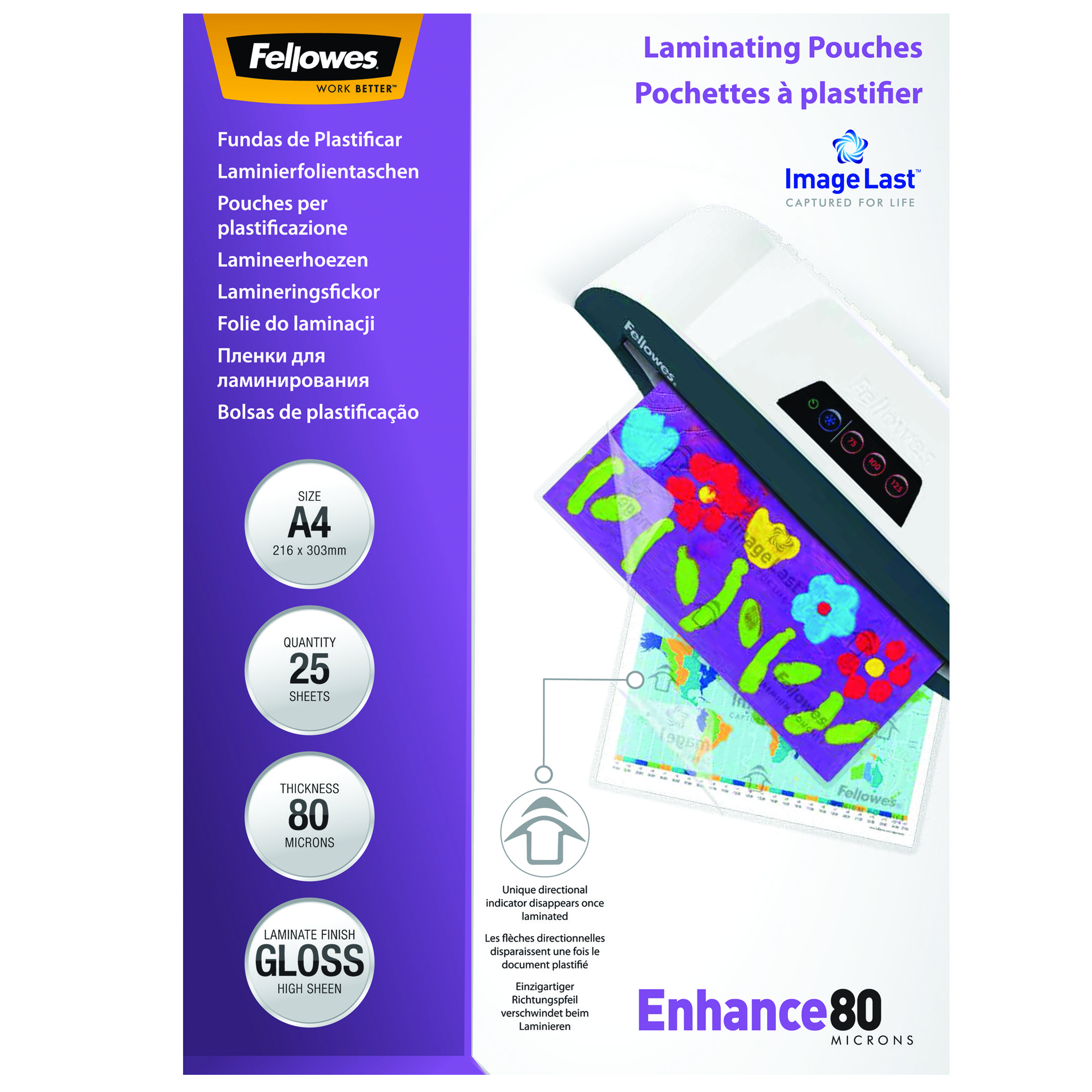 Fellowes Lamineringslommer A4 80 mic. 25/pk, Blank 5396205 Modsvarer: N/A