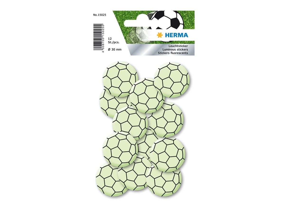 HERMA decoration adhesive - mini soccer ball - 3 cm diameter - plastic (pack of 12)