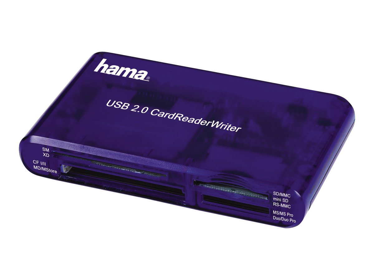 Hama USB 2.0 30 in 1 CardReaderWriter - Kortlæser - 35-i-1 (CF 1, CF II, MS, MS PRO, Microdrive, MMC, SD, SM, MS Duo, xD, MS PRO Duo, RS-MMC) - USB 2.0