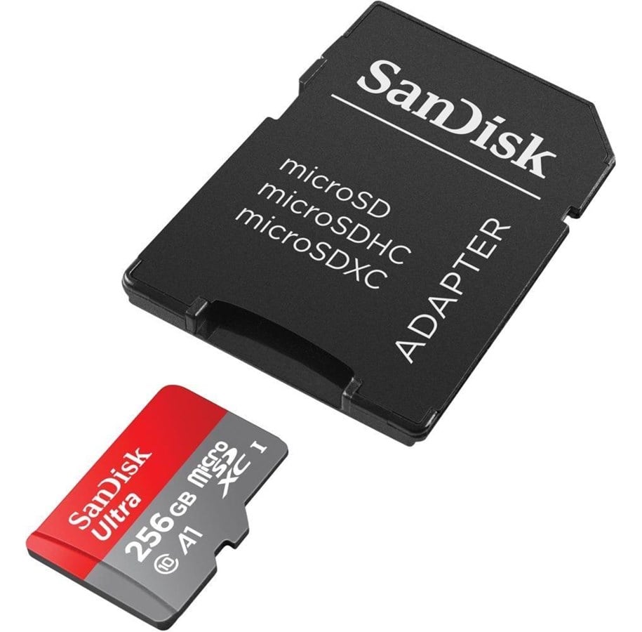 SanDisk Ultra - Flashhukommelseskort (microSDXC til SD adapter inkluderet) - 256 GB - A1 / UHS Class 1 / Class10 - microSDXC UHS-I