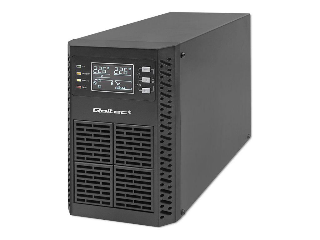 UPS online – Qoltec 1 kVA / 1.000 W med LCD, EPO og USB