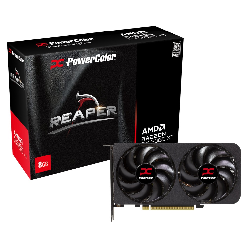PowerColor Reaper Radeon RX 9060 XT - Grafikkort - Radeon RX 9060 XT - 8 GB GDDR6 - PCIe 5.0 x16 - HDMI, 2 x DisplayPort