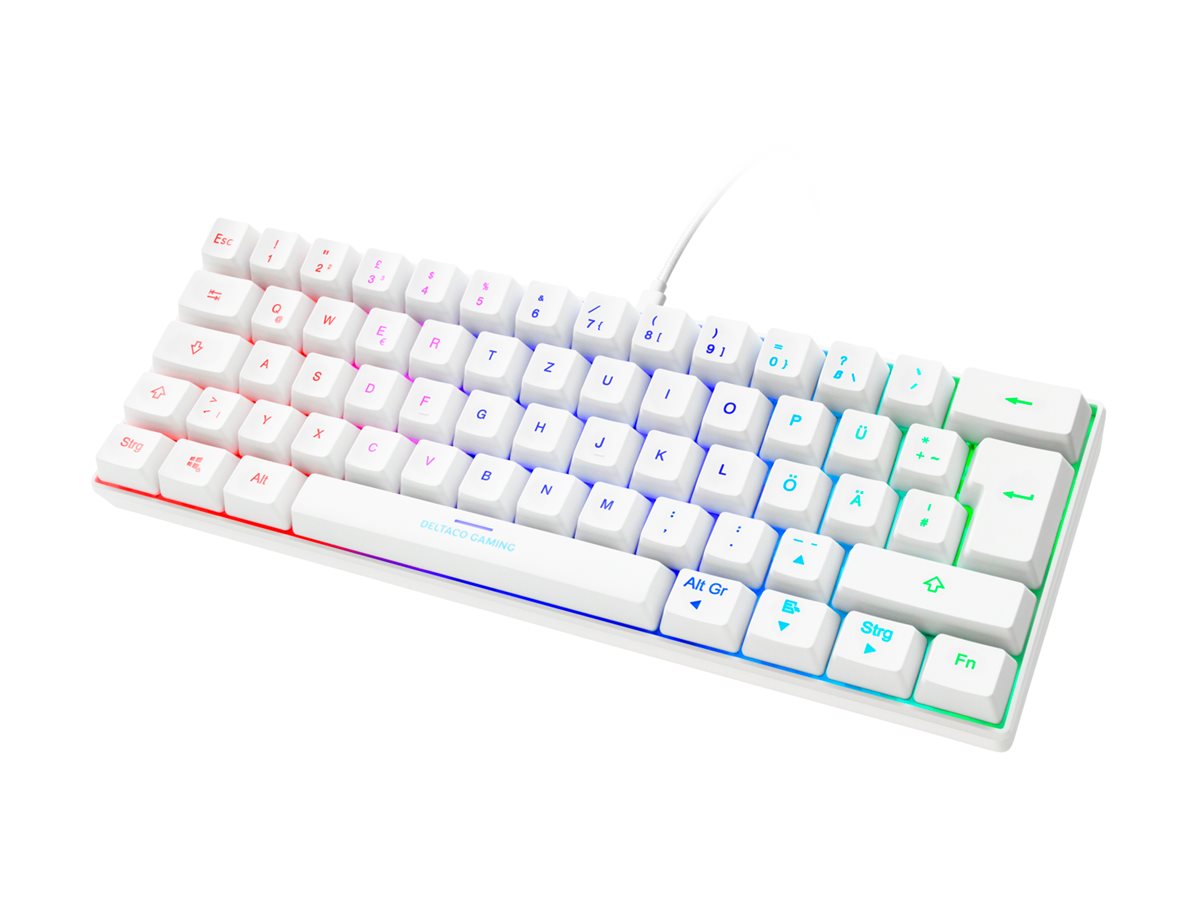 Deltaco GAMING GAM-075 - keyboard - QWERTZ - German - white Input Device - Gaming Tastatur - Tysk - Hvid