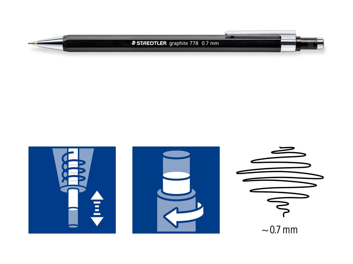 Staedtler STIFTBLYANT 778 0,5mm, 10 STK, SORT