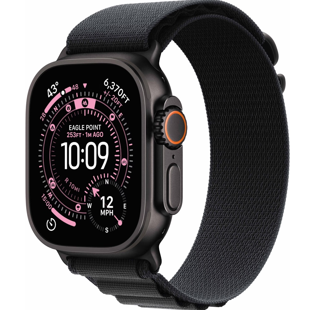 Apple Watch Ultra 3 GPS + Cellular 49mm Black Titanium Case with Black Alpine Loop - Medium