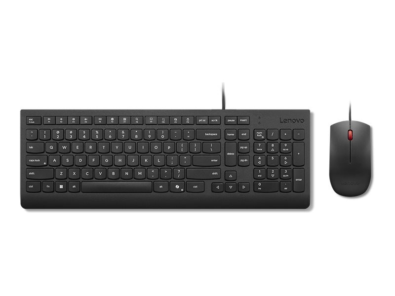 Lenovo Essential Wired Combo - keyboard and mouse set - QWERTY - Danish - black Input Device - Tastatur & Mus sæt - Dansk - Sort