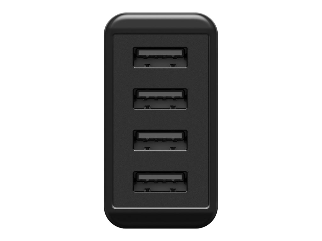 Netadapter - 100-240V til 4 x 5V USB-A, 2x3A (30W), Sort