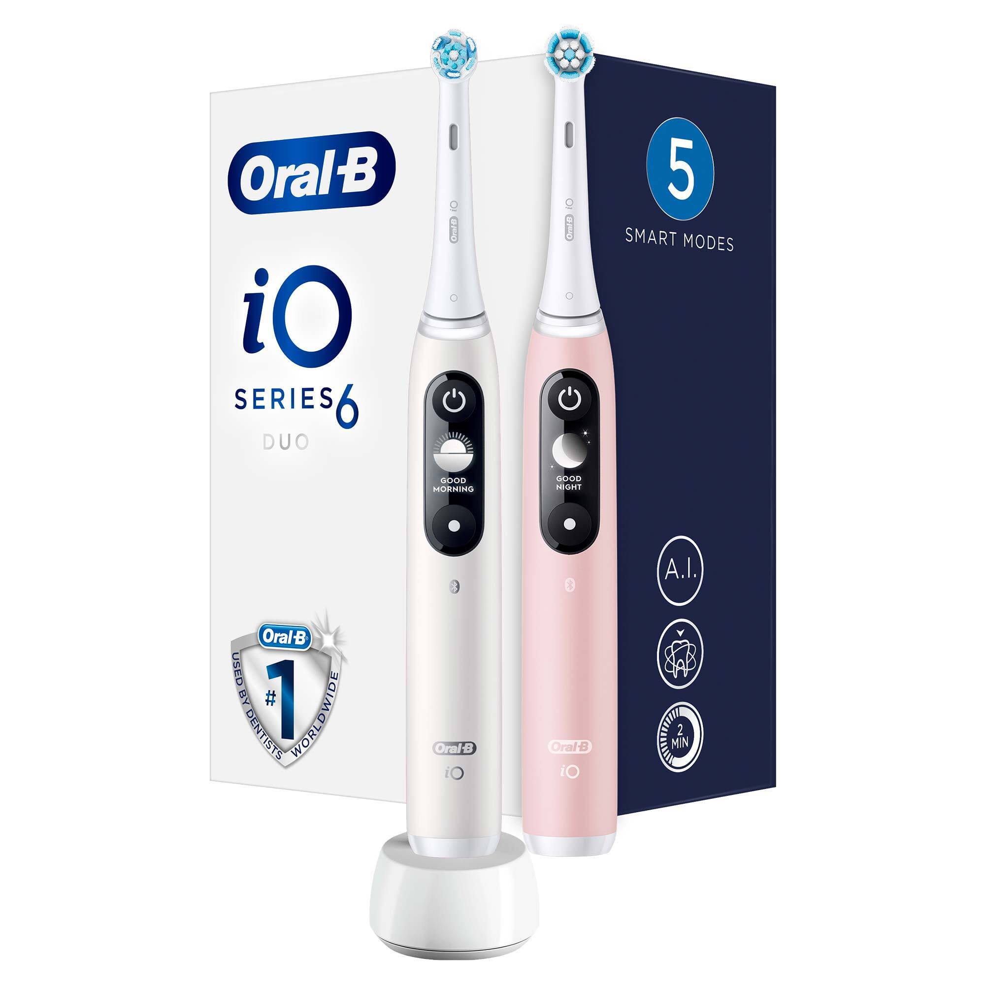 Oral-B Electric Toothbrush iO6 DuoPack Rechargeable For adults Number of brush heads included 2 Number of teeth brushing modes 5 White/Pink