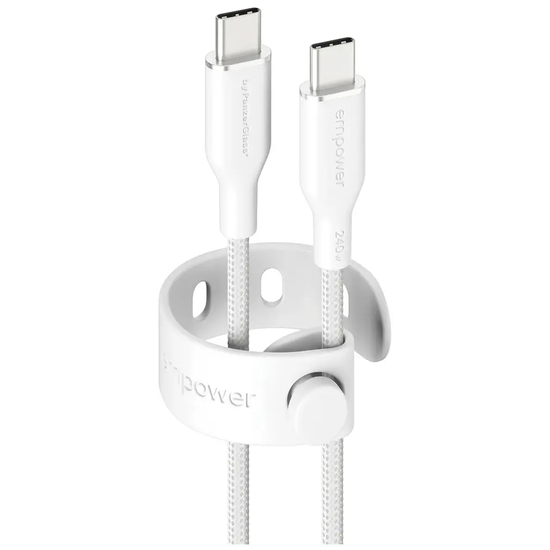 empower by PanzerGlass Racing 240W USB-C to USB-C Cable | USB 2.0 | 2M | Silver White