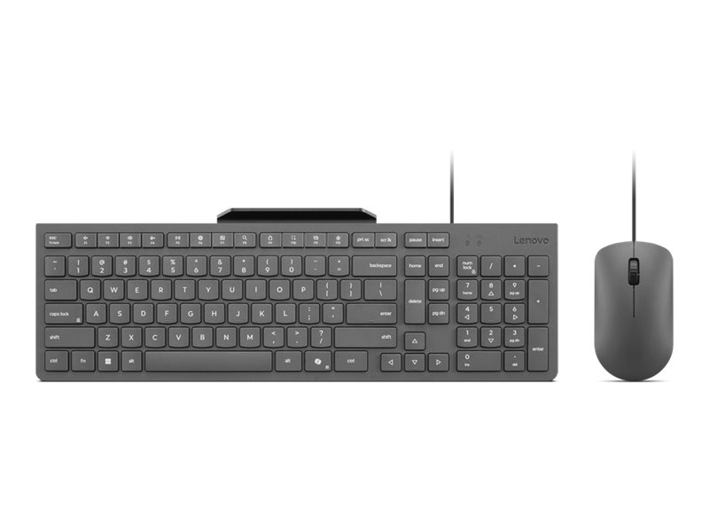 Lenovo 310 - keyboard and mouse set - with phone holder - QWERTY - US English - luna grey Input Device - Tastatur & Mus sæt - Amerikansk engelsk - Grå
