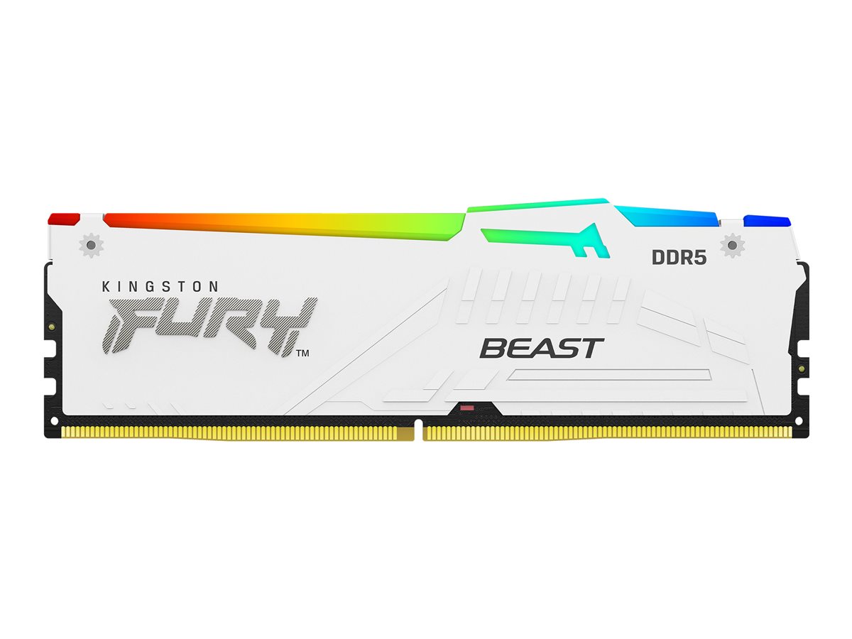 Kingston FURY Beast RGB - DDR5 - sæt - 64 GB: 2 x 32 GB - DIMM 288-PIN - 6000 MT/s / PC5-48000 - CL36 - 1.35 V - ikke bufferet - on-die ECC - hvid