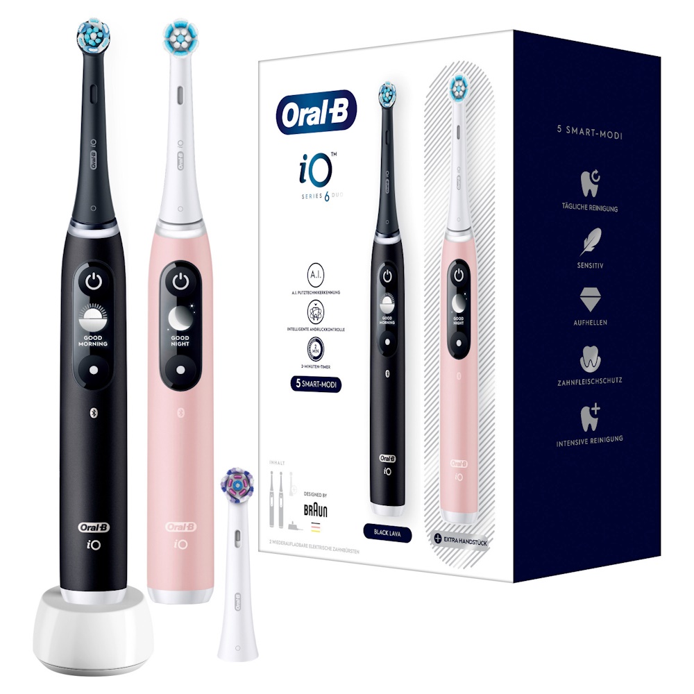 Oral-B iO Series 6 Duo Elektrisk tandbørste Sort/Rosa