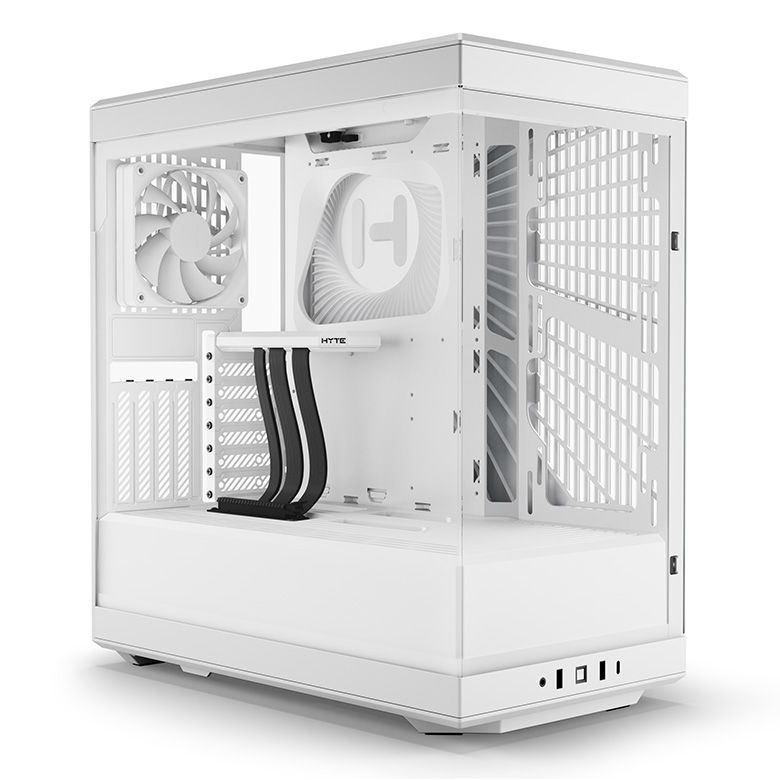 HYTE Y40 Snow White Miditower - Panoramic Glass Veil, included PCIe 4.0 riser cable, 2 included fans Kabinet - GEEKD.dk