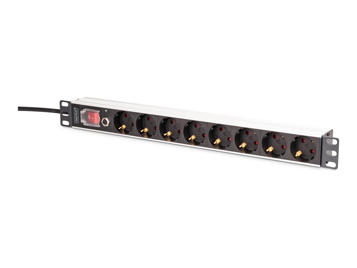 Digitus Dn-95436 Strømforsyningsenhed (pdu) 8 Ac Stikkontakt(er) 1u Sort, Sølv