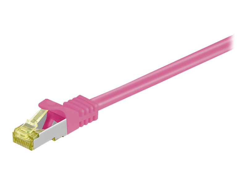 Goobay RJ45 netværkskabel S/FTP (PiMF), 500 MHz, med CAT 7 råkabel, magenta, 0,5 m LSZH halogenfri kabelkappe, kobber, RJ45-hanstik (CAT 6A)