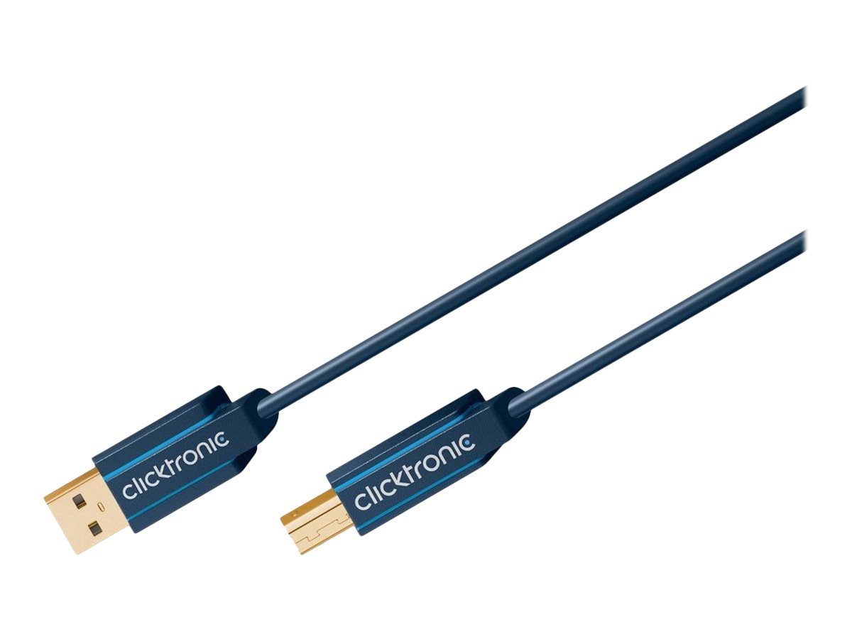ClickTronic Adapterkabel från USB-A till USB-B 2.0 Premiumkabel | USB A-kontakt  USB B 2.0-kontakt | 3,0 m | 480 Mbit/s