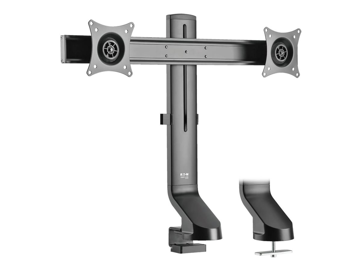 Eaton Tripp Lite Series Dual-Display Monitor Arm with Desk Clamp and Grommet - Height Adjustable, 17" to 27" Monitors Monteringssæt 2 LCD displays