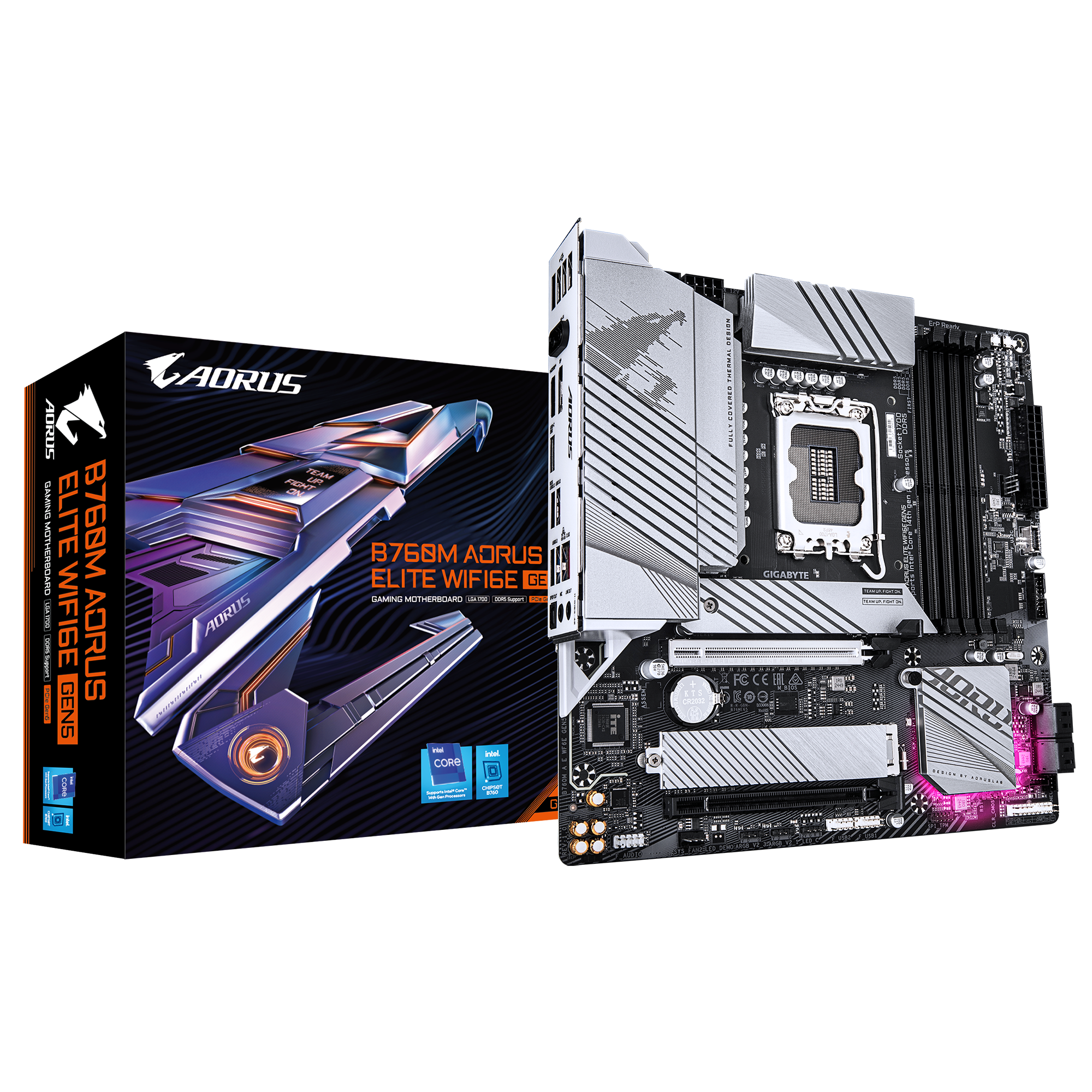 GIGABYTE AORUS B760M ELITE WIFI6E GEN5 Bundkort - Intel B760 - Intel LGA1700 socket - DDR5 RAM - Micro-ATX
