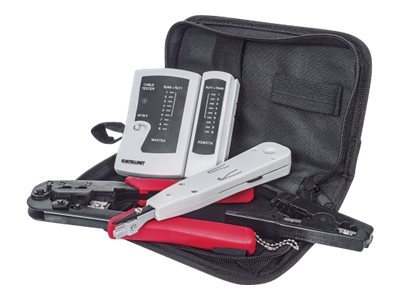 Intellinet 4-Piece Network Tool Kit, 4 Tool Network Kit Composed of LAN Tester, LSA punch down tool, Crimping Tool and Cut and Stripping tool