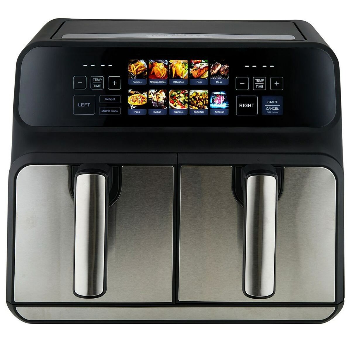 Airfryer dobbelt kurv 8 l - ProfiCook PC‑FR 1287, 2.200 W, sort/rustfrit stål