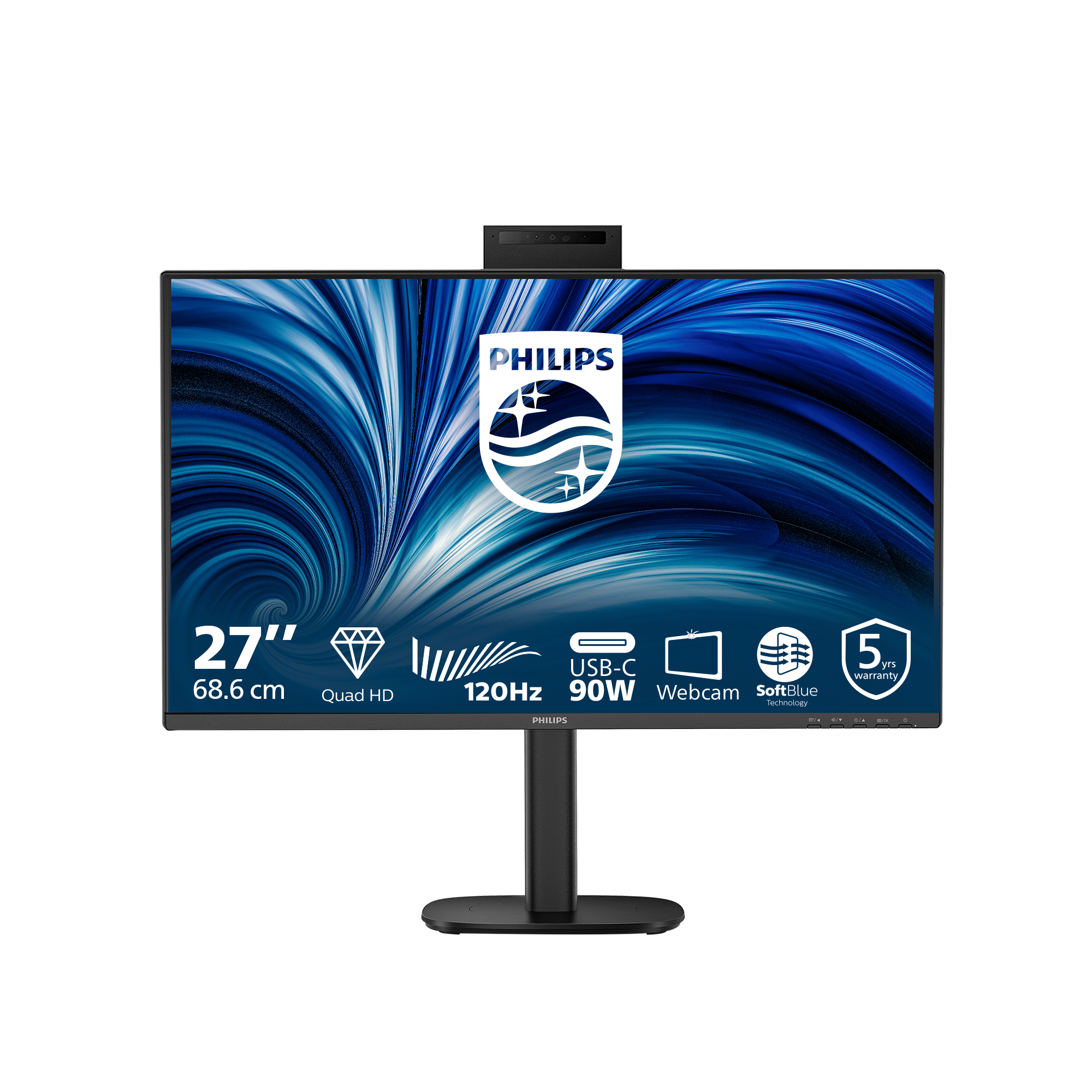N--PHILIPS 27inch 2560x1440 120Hz IPS Flat H/A 150 MM USB C DOCKING DISPLAY 90W Daisy chain with 27B2N3500J Smart Link Sync
