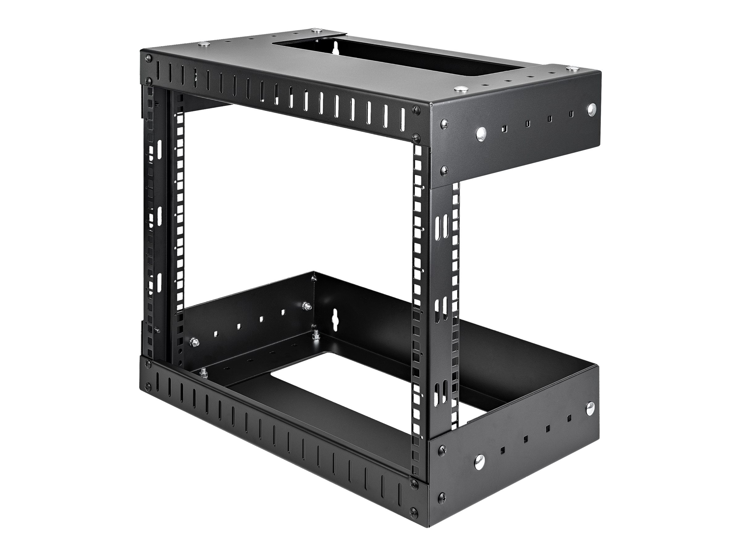 Startech 8U 19 Wall Mount Network Rack, Adjustable Depth 12-20 2 Post Open Frame Server Room Rack for AV/Data/ IT Communication/Computer Equipment/Switch with Cage Nuts & Screws - 8U Adjustable Rack (RK812WALLOA) - Rack - vægmonterbar - sort - 8U - 20
