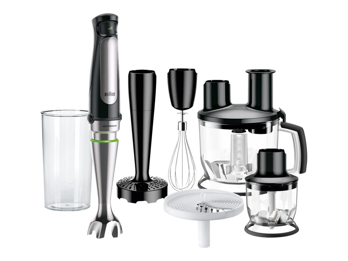 Braun MQ 7087X, Nedsænkning blender, 1,5 L, Impulsfunktion, 1,2 m, 1000 W, Sort, Rustfrit stål