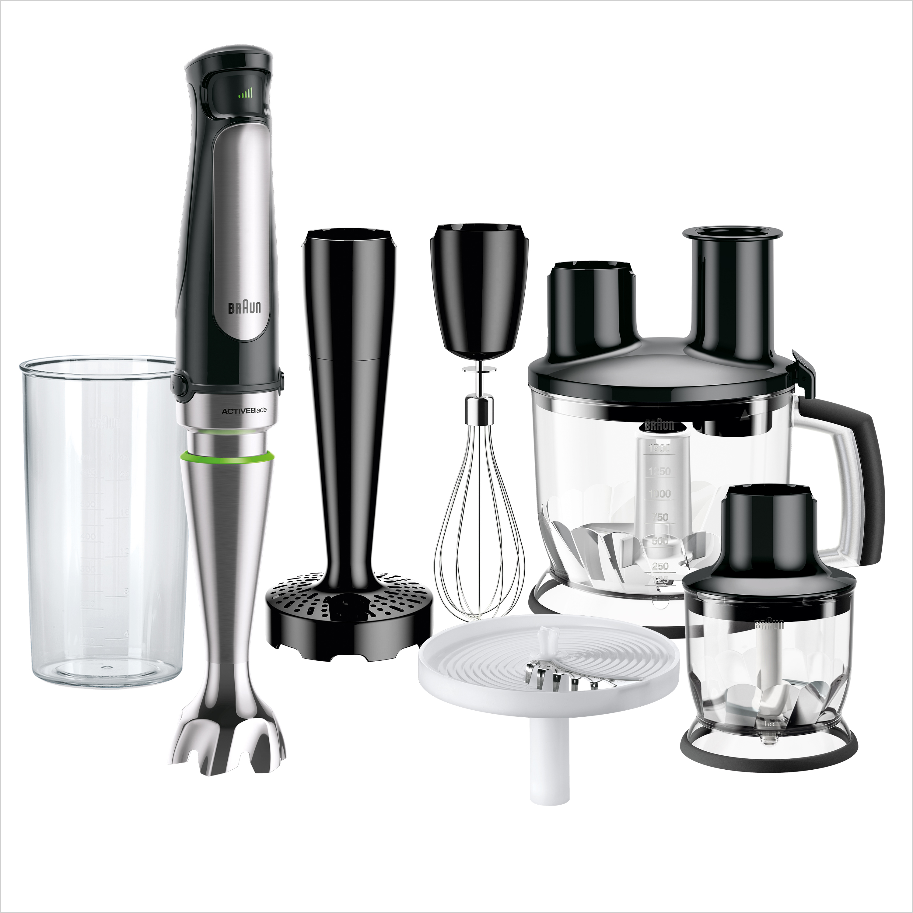 Braun MQ 7087X, Nedsænkning blender, 1,5 L, Impulsfunktion, 1,2 m, 1000 W, Sort, Rustfrit stål