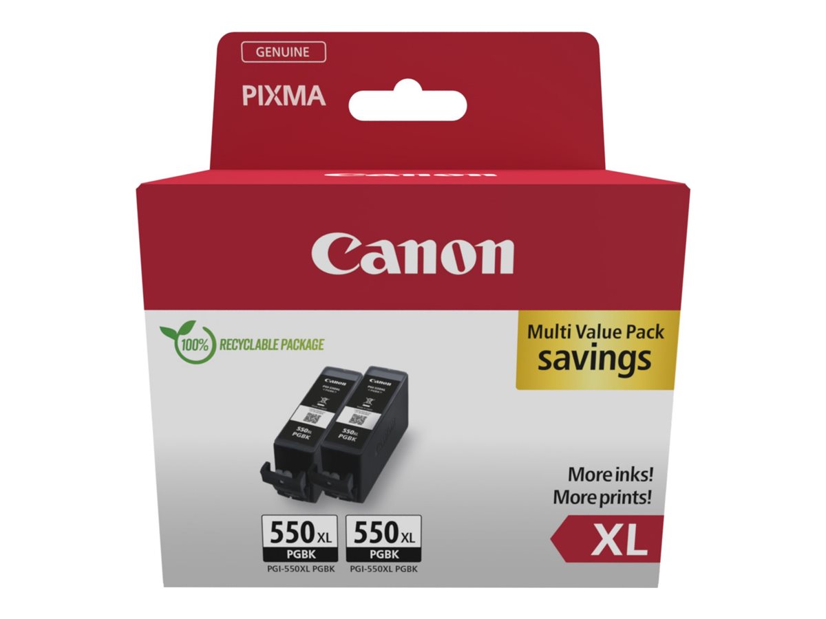 Canon PGI 550PGBK XL Twin pack Sort 500 sider Blækbeholder billede