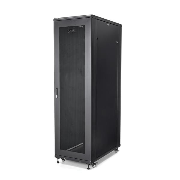 Startech 42U Server Rack Cabinet - 4-Post Adjustable Depth (5.9 to 36.4) IT Network Equipment Rack Enclosure with Casters - 2000lbs (RK4236BKB) - Rack kabinet - gulvstående - sort - 42U - 19