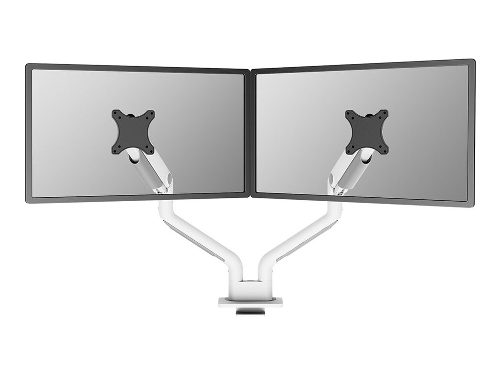 Neomounts DS70S-950WH2 NEXT One - Monteringssæt (monitorarm, klemmemonteringsbase, pakning til gennemføring) - fuld bevægelse - for 2 LCD displays - aluminium - hvid - skærmstørrelse: 17-35 - skrivebordsmonterbar