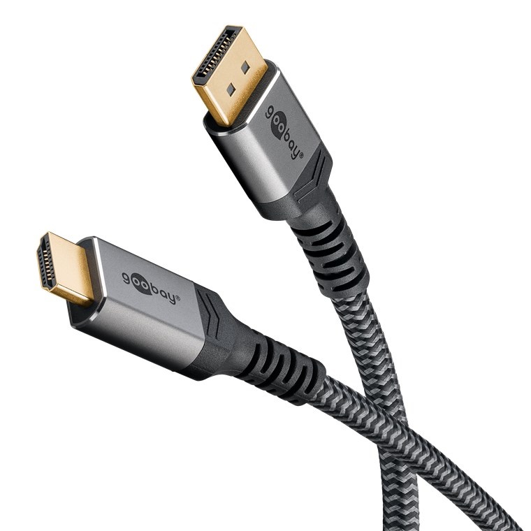 Goobay DisplayPort™ til HDMI™-kabel, 5 m, Sharkskin Grey DisplayPort™ stik > HDMI™ stik (type A)
