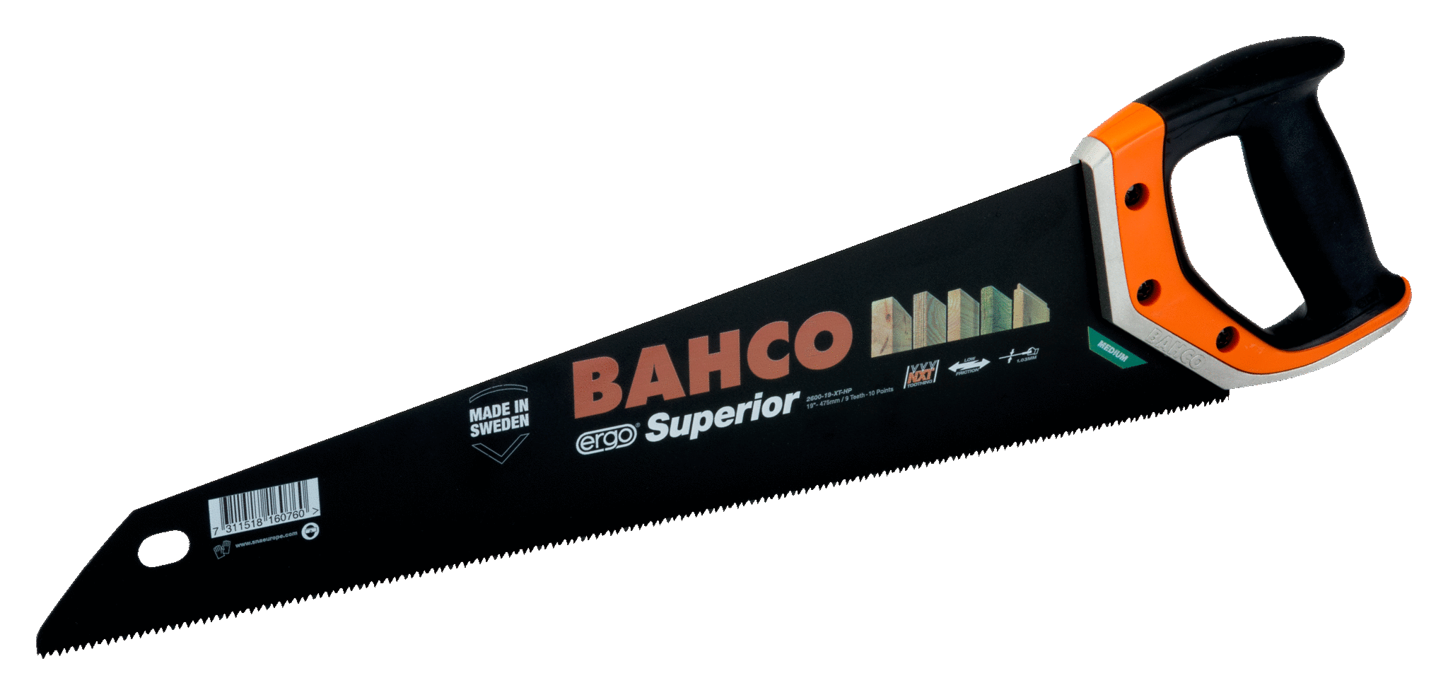 Bahco 2600-22-XT-HP, Flængesav, Træ, Sort, Rustfrit stål, Sort, Orange, 55 cm, 540 g