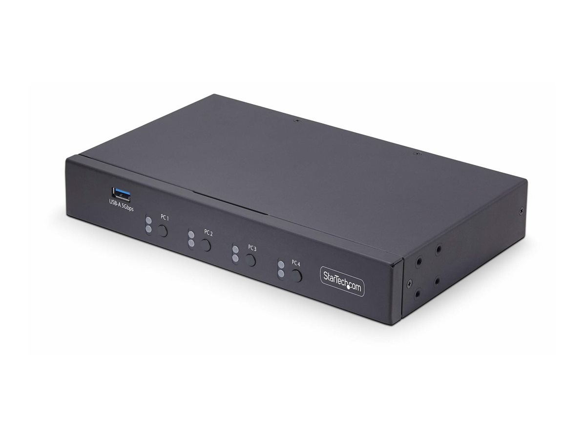 StarTech.com 4-Port KM Switch with Mouse Roaming, USB Switch for Keyboard/Mouse, 3.5mm and USB Audio, Peripheral Sharing for 4 Computers, USB 3.0