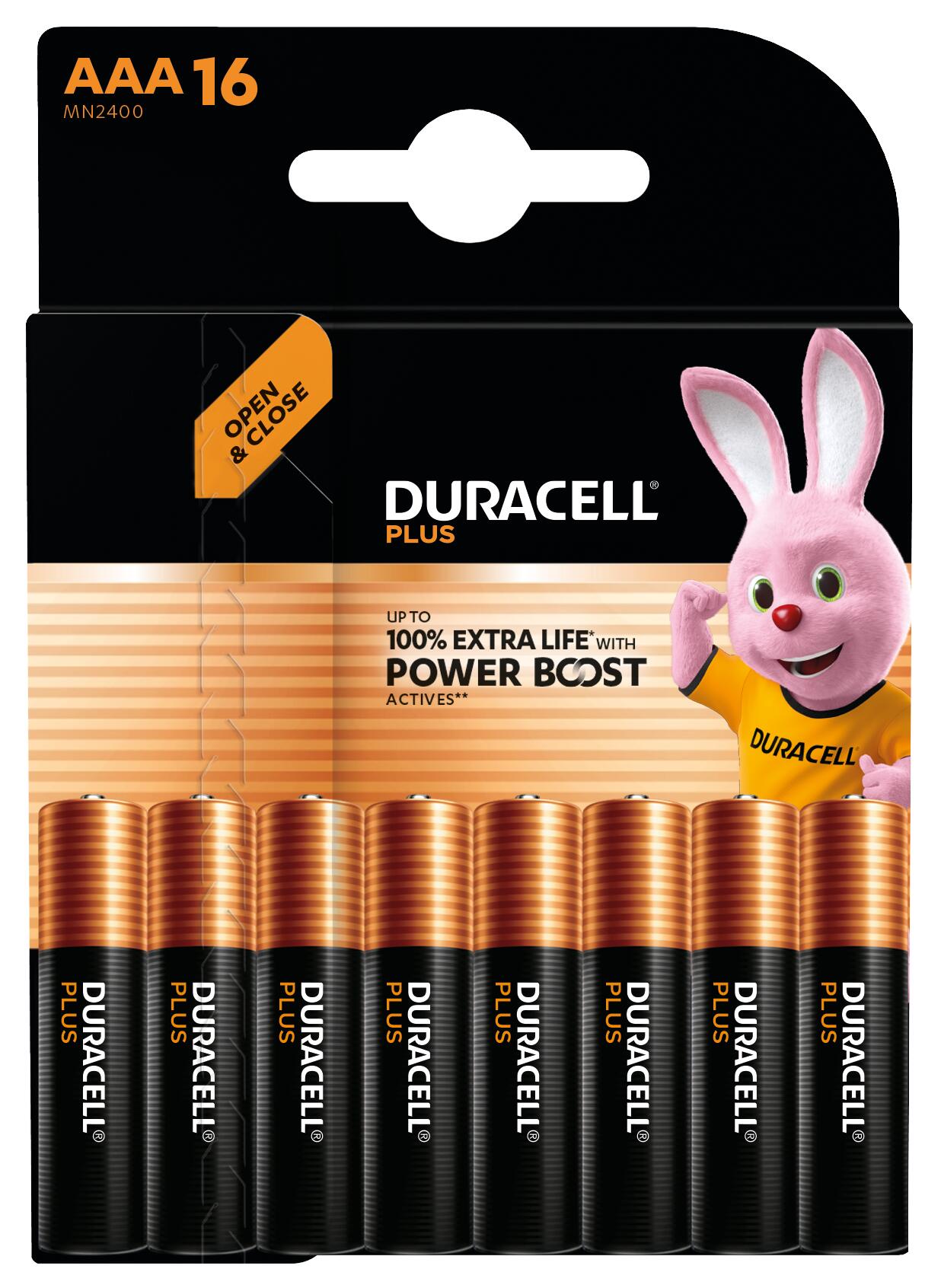 Duracell Plus Power Boost AAA batterier 1,5 V - 16 stk.