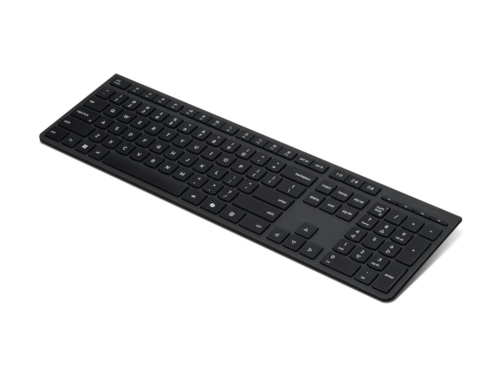 Lenovo Professional - Tastatur - kan genoplades - full size - trådløs - 2.4 GHz, Bluetooth - QWERTY - Nordisk - grå - brun kasse - for ThinkCentre M70q Gen 5  M90q Gen 5  M90t Gen 5  V14 G5 IRL  V15 G4 AMN  V15 G4 IRU