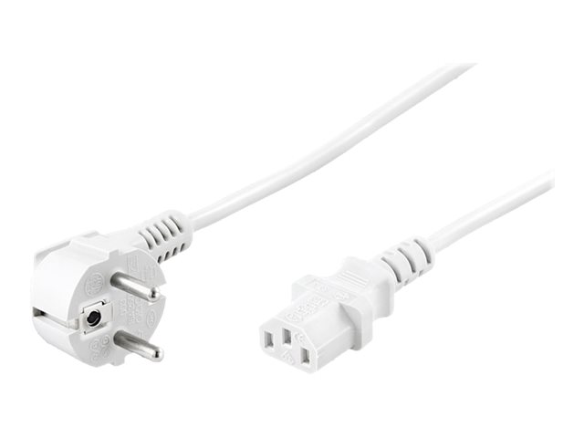 Goobay Vinklad anslutningskabel med C13-uttag, 2,5 m, vit stickkontakt med skyddsjord (typ F, CEE 7/7) > uttag C13