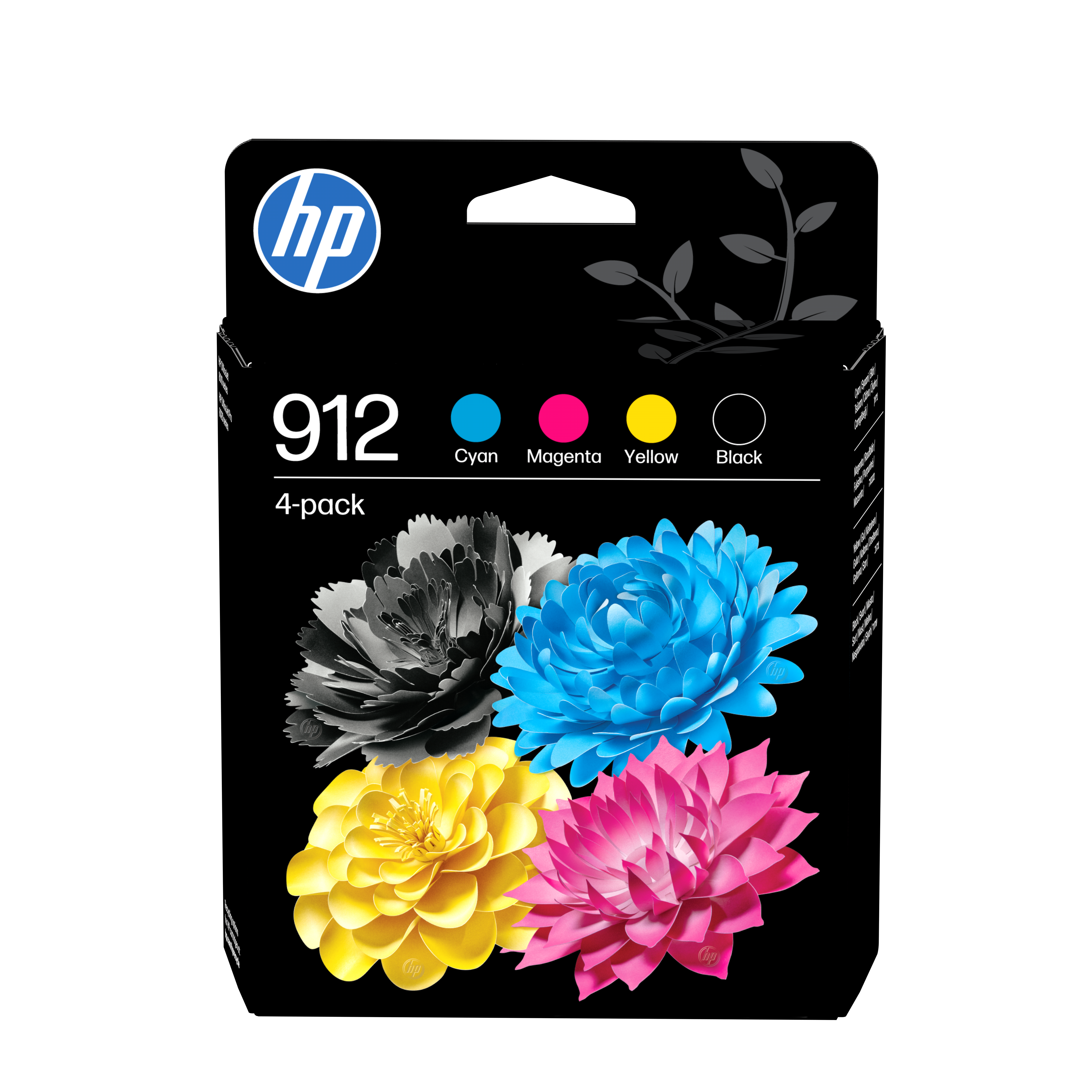 HP 912 4-Pack CMYK(4) Original Combo Sort, Cyan, Magenta, Gul 250 sider Blæk